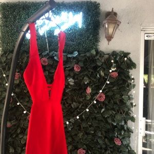SALE! Red halter mini dress. Low back. New w/ tags